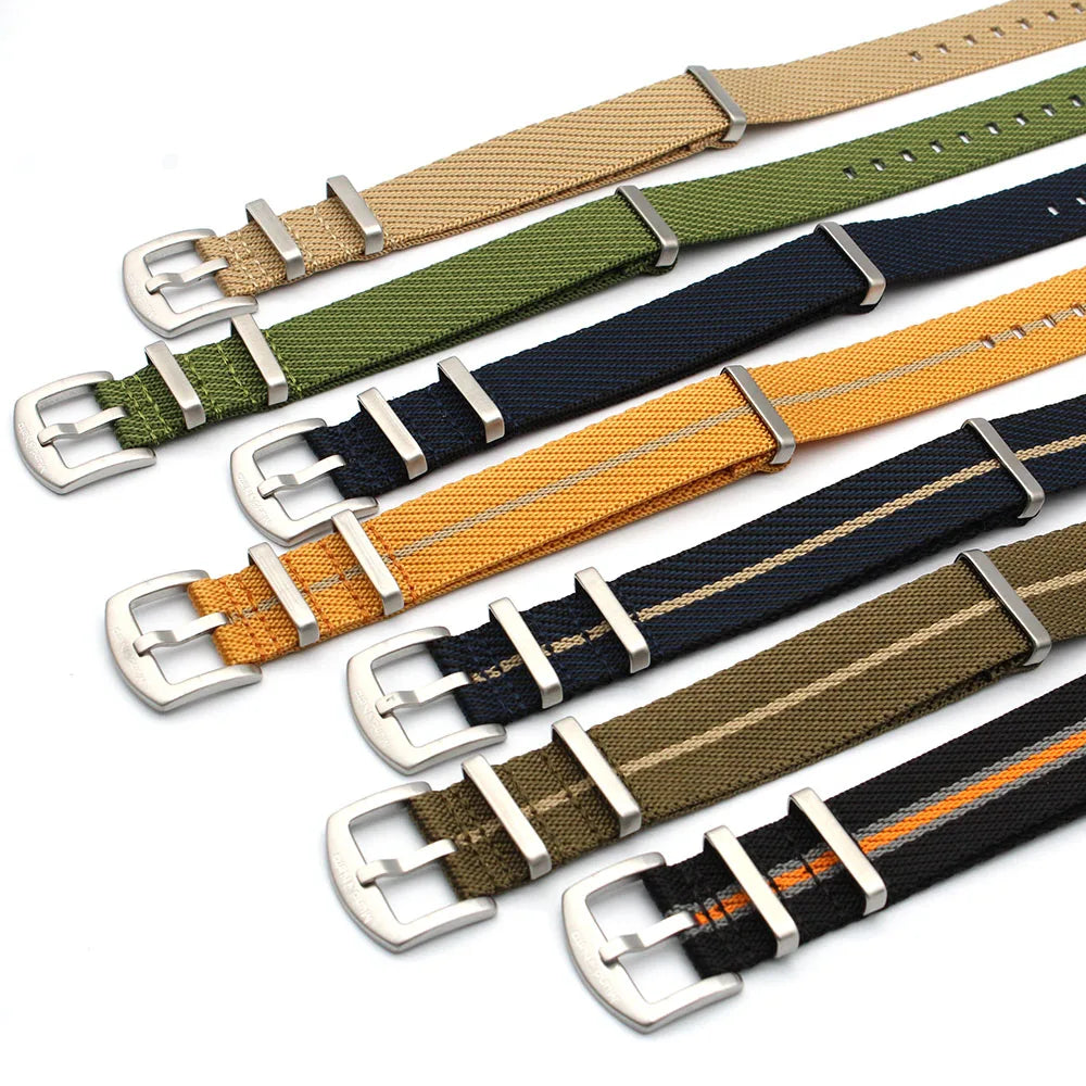 YUNSE Smooth Fashion Nylon 1 Piece Sports Watch Straps Wovens 20mm 22mm Fabric Nylon Loop Twill Watch Straps