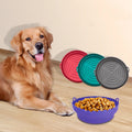 Large Dog Silicone Pet Bowl Portable Outdoor Folding Water Bowl Halterneck Solid Pattern Puppy Cat Dog Slow Food Mat Rice Bowl