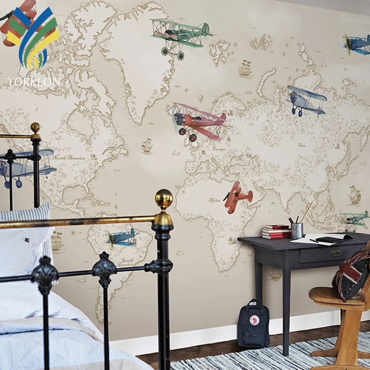 YKER 035 House Decoration Wall Background Mural Blue Color Silver Rolls Wall Paper Boy Bedroom Wallpaper
