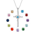 Hot Sale Religious Cross Pendant 925 Sterling Silver 12 Month Birthstone Women Necklace High Jewelry Factory Wholesale