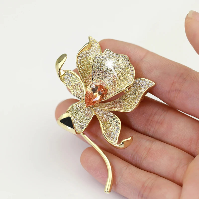 Kulana Luxury Flower Brooches for Women & Children's Zircon Lapel & Hat Pins Party & Wedding Gifts