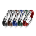 Promotion Personalized Jewelry Braided Genuine Leather Stainless Steel Charm Magnetic Clasp Men Ornaments