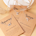 Trendy Constellation Astrology Zodiac Sign Necklace Brown Paper Card Gold Plating Alloy Link Chain Geometric Pattern Jewelry