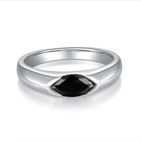 Moissanite Man Ring 925 Sterling Silver Moissanite Man Ring Black Marquise Cut 1CT Engagement Ring