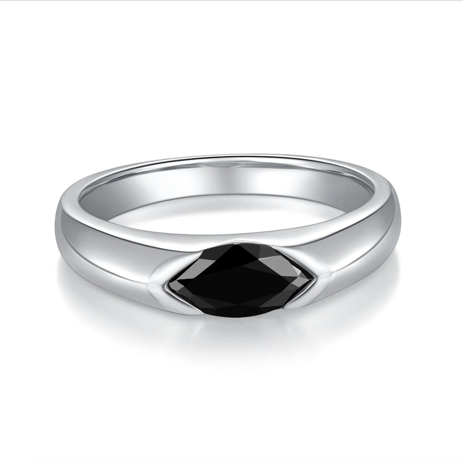 Moissanite Man Ring 925 Sterling Silver Moissanite Man Ring Black Marquise Cut 1CT Engagement Ring