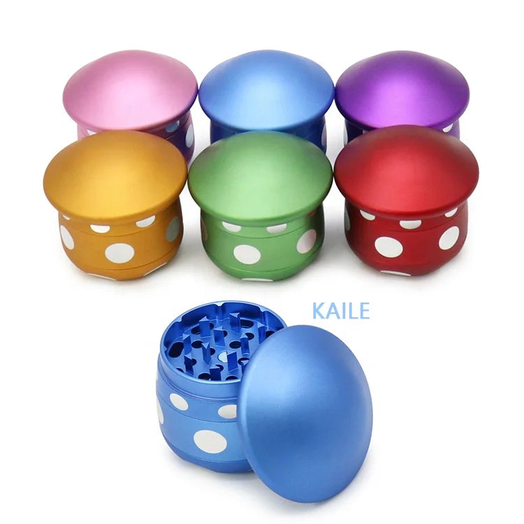 Creative 4-Layer 63mm Metal Spice Grinder Mushroom Shape Aluminum Alloy with Mirror Finish Dry Herb Grinder Smoking Accessory