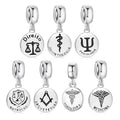 Real 925 Sterling Silver Dentistry Sign Letter ODONTOLOGIA Charms Pendants Fit Charm Bracelets Necklace Wholesale Jewelry