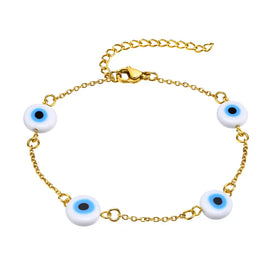 Trend Gold Plated Devil's Eye Chain Bracelet Acrylic Demon Eye Stainless Steel Bracelet