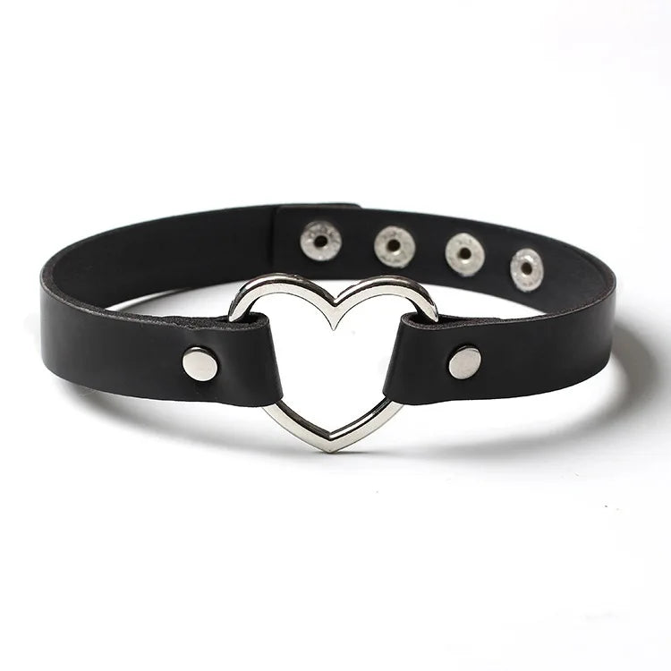 Hot PU Necklace Adjustable Leather Choker Punk Soft Love Heart Collar Chain for Women Girls