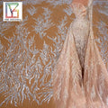 Hot Sale Silver Beaded Lace Fabric Wedding Tulle Sequin Embroidery Bridal Fabric