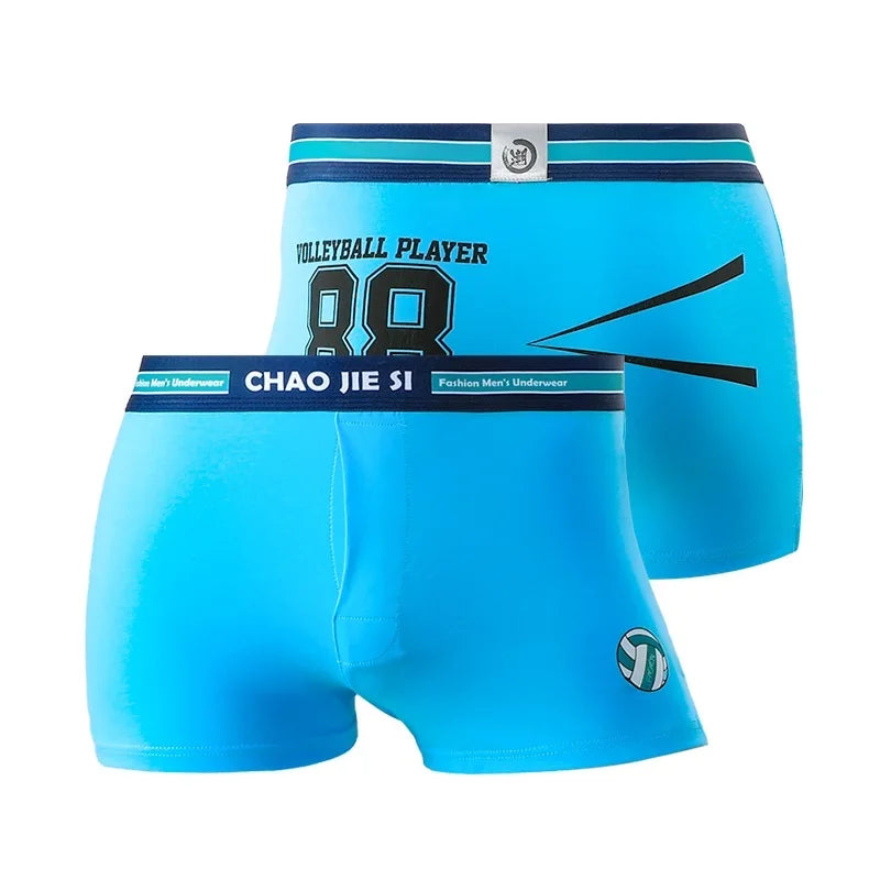 Men's Cotton Underwear Mid-Rise Boy Boxer Briefs With Fly Opening Breathable Mens Boys Shorts Fashion Trunk Teens Underpants