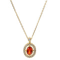 Elegant Designer Sterling Silver Gold Plated Women Red Zircon Ruby Pendant Necklace