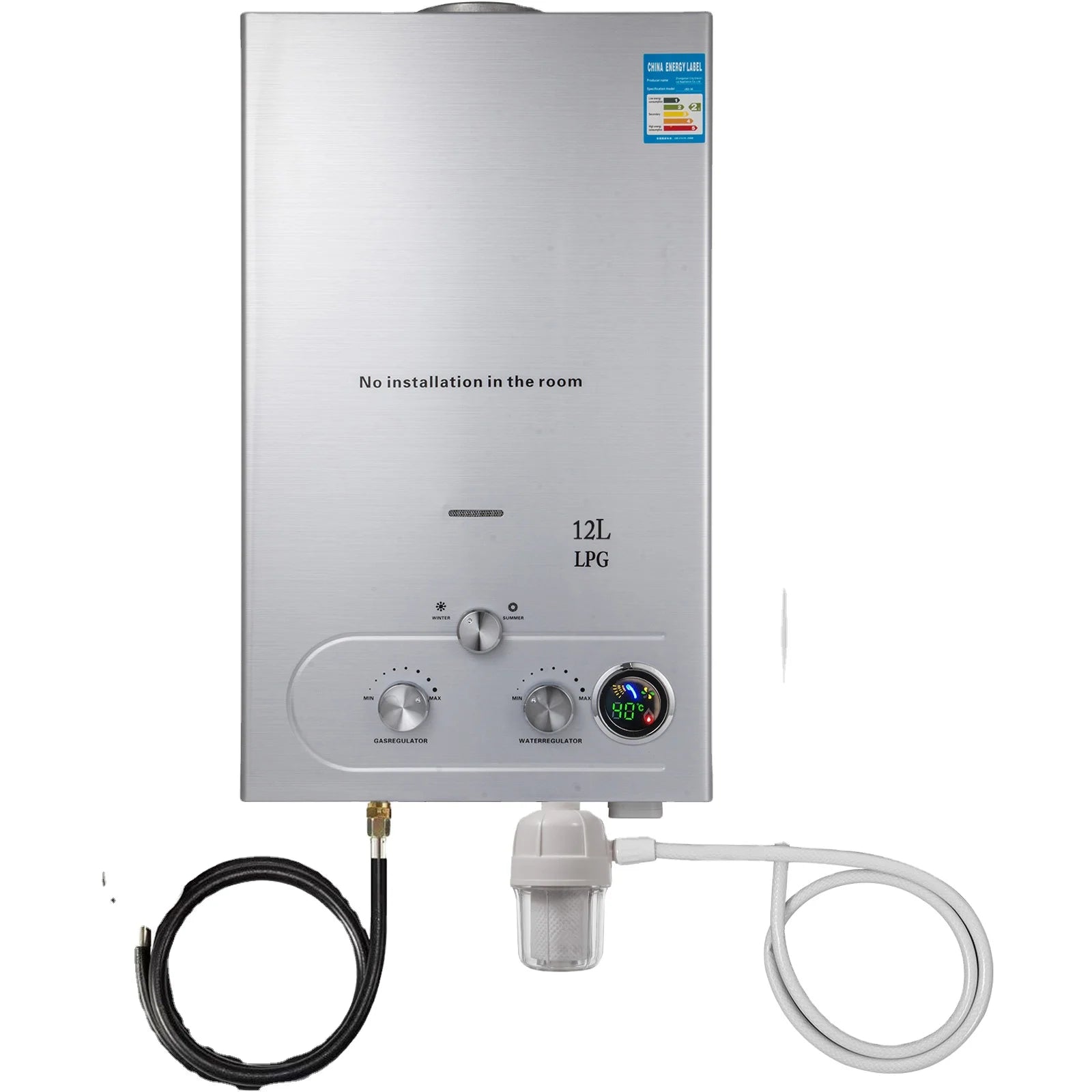 Stainless Steel 12L Natural Gas Tankless Instant Shower Water Heater Electric Water Heater