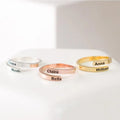 Dainty Minimalist Initial Date Ring Classic Stacked Personalized Name Wrap for Anniversary Birthday Initial Date Engraved Skinny