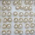 EP1021 Hot Sale Pearl Pave 18k Gold Plated CZ Paved Real Freshwater Pearl Square Stud Earrings for Women Ladies