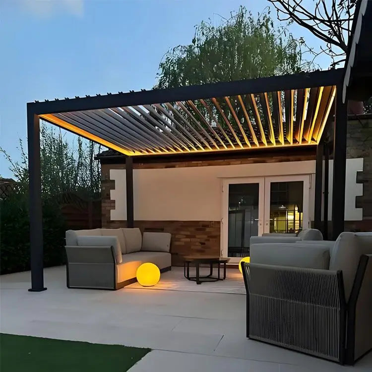 Modern Bioclimatic Garden Custom Pergola Aluminium 6x4 Gazebo Remote Control Sun Shade Pergola Outdoor Patio Cover