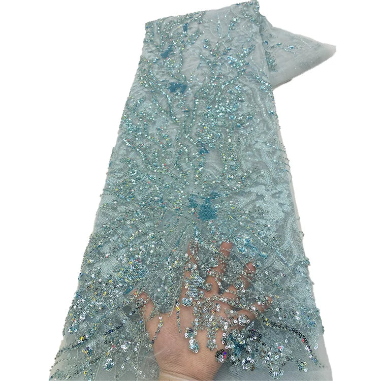 Wedding Party Lace Sewing Materials With Sequin Beads Embroidery Lace Fabric for Dress