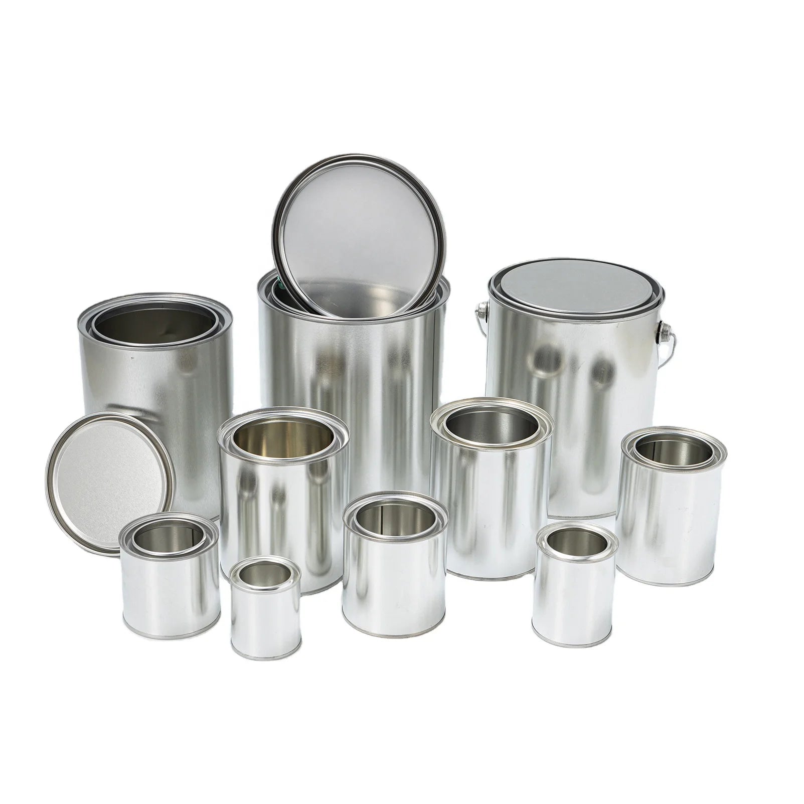 1 Liter Metal Round Tin Can Clear Paint Cans with Lids Body Welding Empty Paint Buckets 1L/Gallon Factory Direct