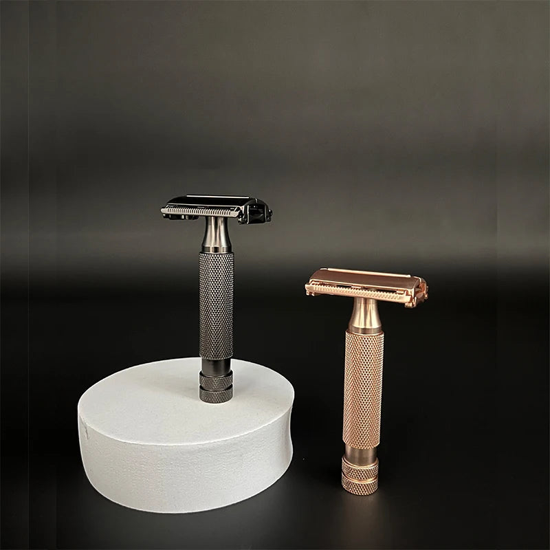 LiYi Private Label Stainless Steel Twin Blade Safety Razor Aluminum Copper Handle Butterfly Design Men Face/Body Use YL004