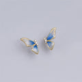 Hot Sales Gold Plating Sterling Silver Women Butterfly Stud Earrings