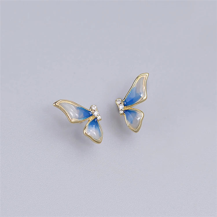 Hot Sales Gold Plating Sterling Silver Women Butterfly Stud Earrings