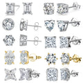 SE-3 Exquisite Jewelry Earring Glamorous 925 Sterling Silver Eternity Square Heart Round Diamond 5A 8A Zirconia Stud Earrings