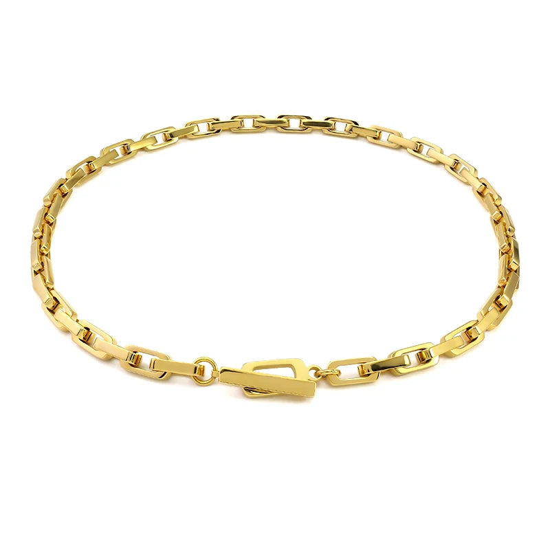 Vintage T Buckle Necklace  Free Shipping Gold and Sliver Chain Necklace with Long 45cm Chain Jewelry for Women Man Gift