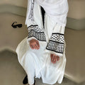 2024 Tassel Kimono Black White Open Cotton Linen Abaya Customized Embroidery Cardigan Women Islamic Clothing