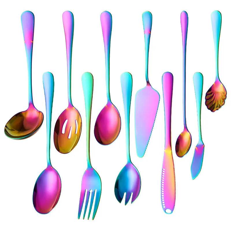1010 Stainless Steel Public Cutlery 6/7/11 Pcs Set Restaurant Serving Spoon Butter Knife