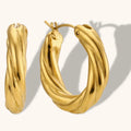 Dingran Dainty Croissant Texture Hoop Earring Hypoallergenic Waterproof Gold Plated Earrings Accesorios Mujer