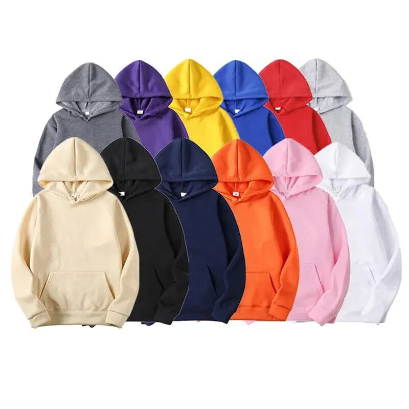 Fitspi Hoodie Fleece Sweater Fashion Casual Sport Solid Color Activewear