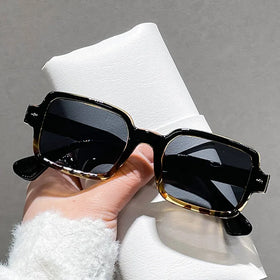2024 UV400 New Fashion Small Korean Frame Sunglasses Personalized Leopard Print Blue and Gray PC Glasses
