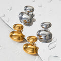 BJG0375E INS Geometric Metal Beanie Smooth Stud Earrings Stainless Steel Gold Plated Cute Fashion