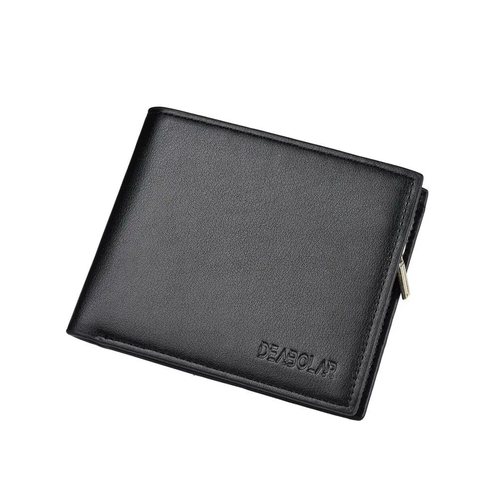 New Style Men's Wallet Business Style Multi-card Zipper Bag PU Leather Black and Brown Fashion Short Men's Wallet