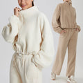 Winter Fleece Jacket and Sweatpants Thick Sports Tracksuits Outdoor Fitness Yoga Wear Women Windproof Running Suits