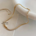 Dreamshow Luxury 14K Gold Plated Rhinestone Filled Tennis Chains Brass Choker Necklace Engagement Ladies Jewelry