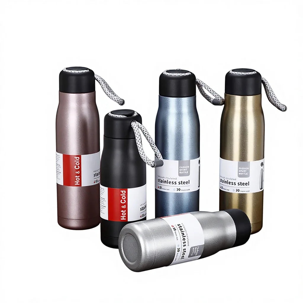 400/550ml Outdoor Cycling Portable Sports Gym Stainless Steel Vacuum Water Bottle With Rope