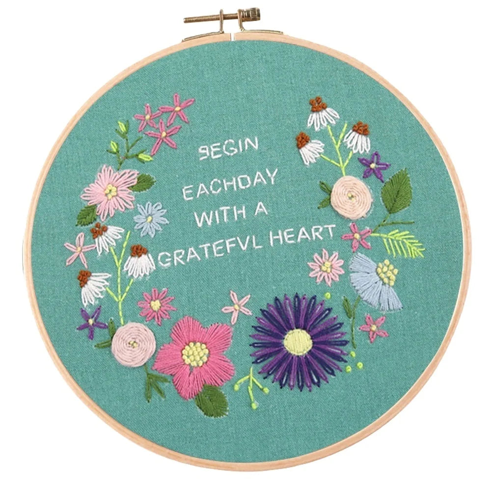 2026 Pre-printed Pattern Stamped Flower Floral Plants DIY Cross Stitch Cotton 20x20cm Custom Logo Embroidery Starter Kit