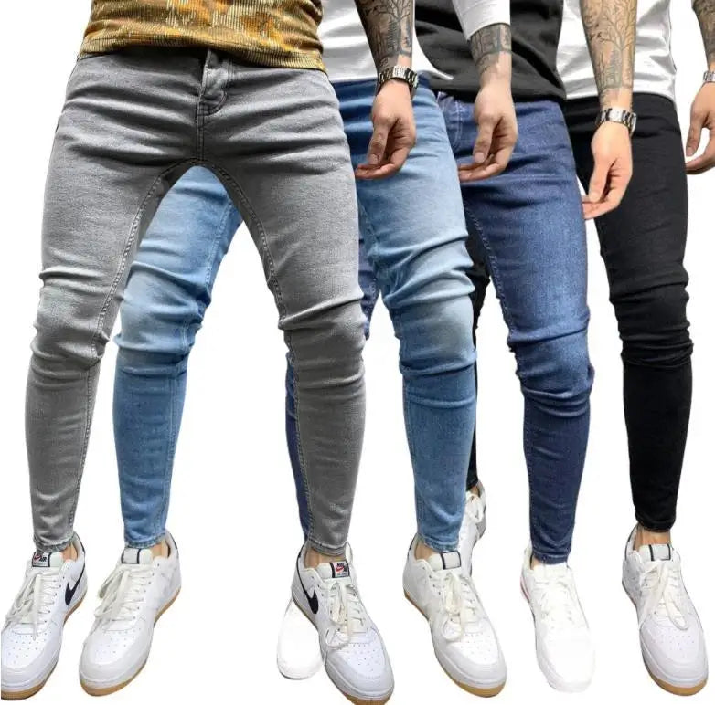 Elastic Denim Jeans Men Skinny Jeans Men's Wholesale Custom Latest Pure Cotton Customized Logo Slim Woven Cargo Pants High Waist