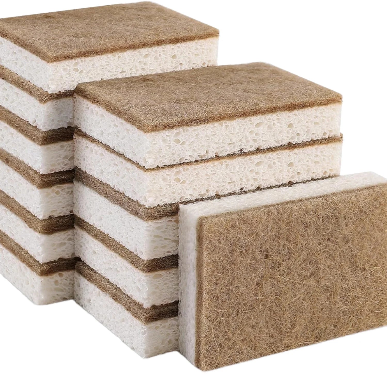 Biodegradable Natural Kitchen Sponge Compostable Cellulose and Coconut Walnut Scrubber Sponge Eco Friendly Sponge
