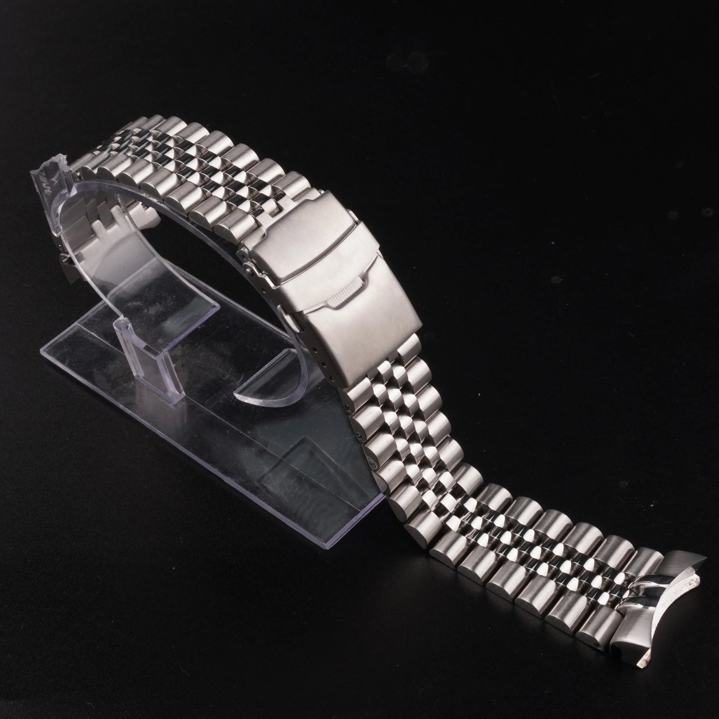 Rolamy 22mm 316L Stainless Steel Silver Solid Curved End Links Jubilee Bracelet Watch Band Strap Clasp for Seik SKX007 Luxury