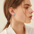 Women Jewelry 925 Sterling Silver Rhodium Plated Infinite 8 Huggie Opal Hoop Earrings