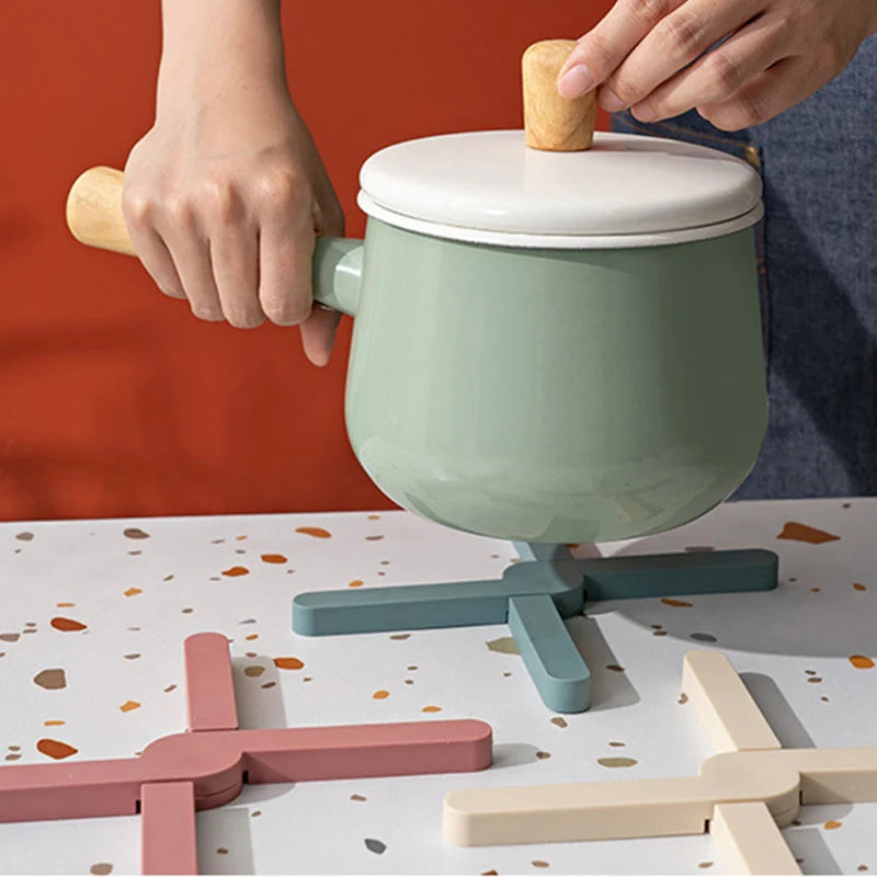 Foldable Non-Slip Pot Pan Mat Multifunctional Silicone Table Placemat Heat Resistant Pad Kitchen Table Trivet Accessories Tool