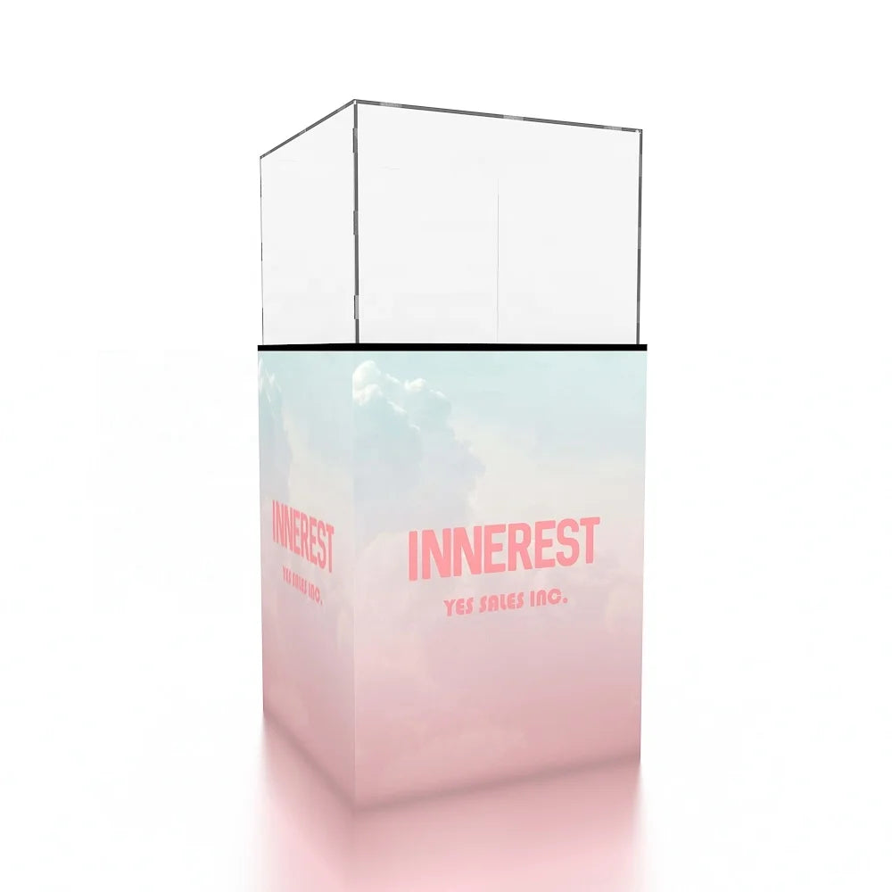 3ft Trade Show Portable Acrylic Box Aluminum Quick Setup Tension Fabric SEG Light Box Jewelry Expo Display Backlit Podium Stand