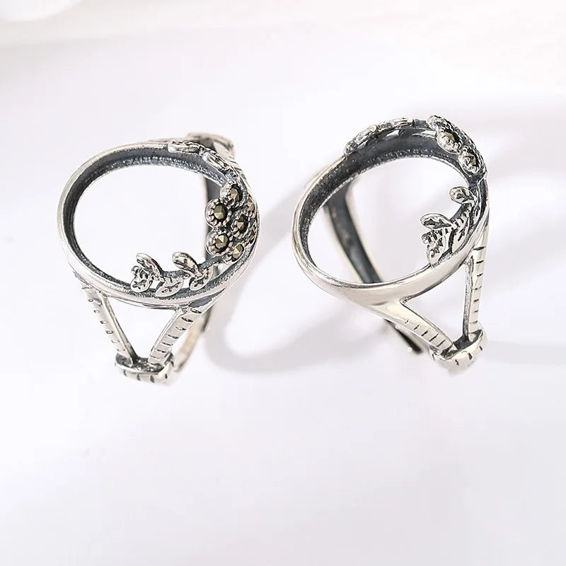 925 Sterling Silver Oval Semi Mount Tray for Cabochon Jewelry Finger Ring Findings