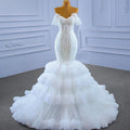 Rsm67347 Lace up Tiered Detachable Sleeve  Sweetheart Mermaid Wedding Dress