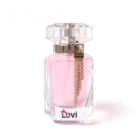 Devi Square Glass Perfume Bottles 50ML Pink Lady Parfum Bottle Refillable Spray Atomizer Empty Container Carton Custom Design