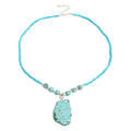 Bohemian Seed Glass Bead Beach Turquoise Pendant Knitting Necklace for Women GMN026