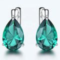 Luxury 925 Sterling Silver Clip Earrings with Blue Topaz and Zircon Gemstones Water Drop Design Fine Jewelry Gift for Women