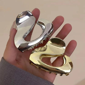 MIO New French Barrettes Hair Clip for Women Vintage Medium Metal Hair Claw Clip Gold Silver Color Hollow Shark Clip